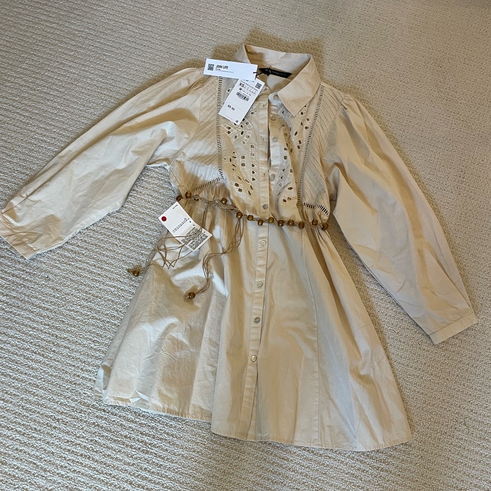 Zara belted eyelet shirt dress